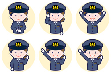 女性運転手のポーズセット_01