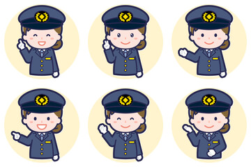 女性運転手のポーズセット_03