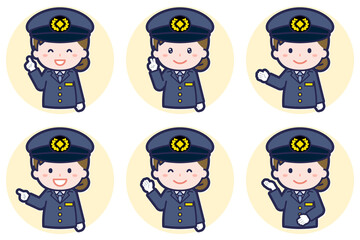 女性運転手のポーズセット_03