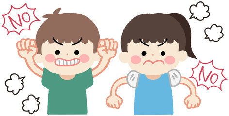 怒っている子供のアイコンイラスト