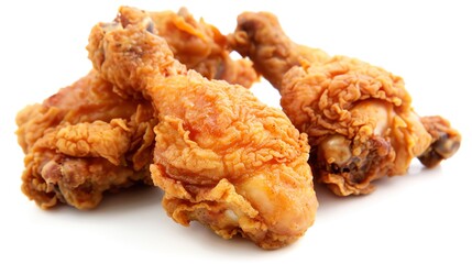 A top view of Fried Chicken isolated white background, studio light for focused advertising