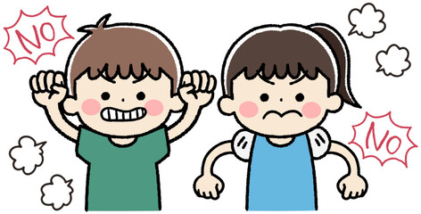 怒っている子供のアイコンイラスト