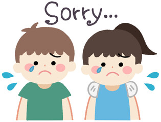 悲しい表情をした子供のアイコンイラスト