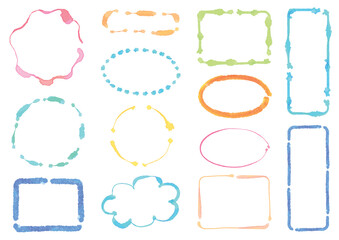 白背景のカラフルな水彩風吹き出しフレーム13点セット