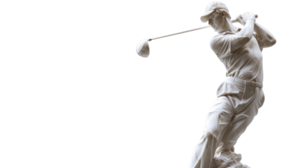 A statue representing a symbol of champion of golf on transparent background