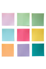 sticky notes, Sticky notes. Square colored blank post it pages with crumpled edges isolated on transparent background, blank reminder notes