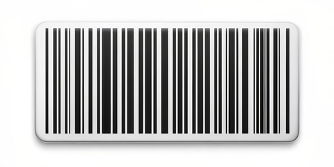 A white and black barcode with a silver border