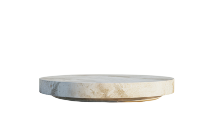 Round marble podium on transparent background