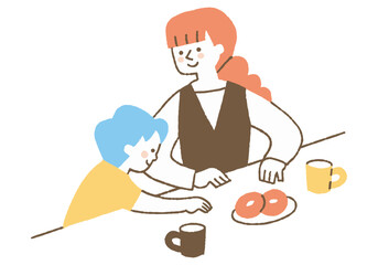 Boy and mother about to eat a snack_Color
