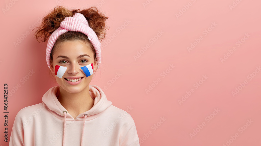 Wall mural French fan soccer football competition in team jersey at game