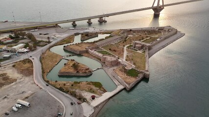 Aerial view of the Charilaos Trikoupis bridge Rio-Antirio in Greece