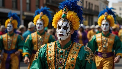 Fototapeta premium Cultural Festivities: Document vibrant cultural festivals or parades celebrating different heritages within the USA, such as Mardi Gras in New Orleans or the Chinese New Year parade in San Francisco.