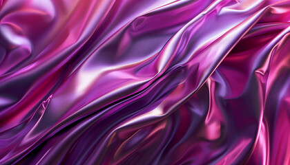 Fototapeta premium Vibrant Pink and Purple Silk Fabric Waves in Luxurious Flow, Capturing a Dynamic Abstract Movement and Texture