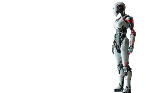 Woman cyber model robot, transparent background