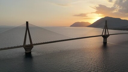 Aerial view of the Charilaos Trikoupis bridge Rio-Antirio in Greece