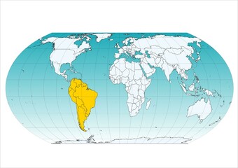 Sudam&eacute;rica en el mapa mundial