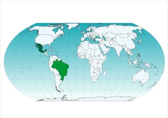 México y Brasil en el mapa mundial © Stockchi