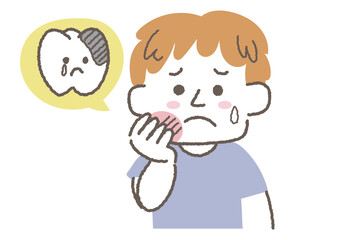 虫歯になってしまった男性のイラスト