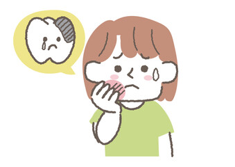 虫歯になってしまった女性のイラスト