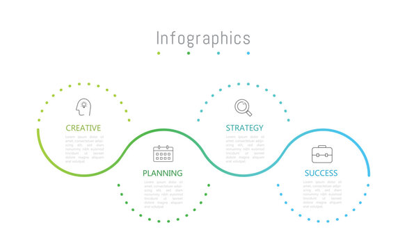 Infographic 4 options design elements for your business data. Vector Illustration.