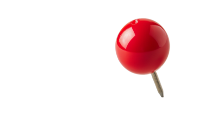 Red pin, push pin on transparent background