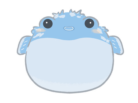 正面を向いている可愛いフグのイラスト