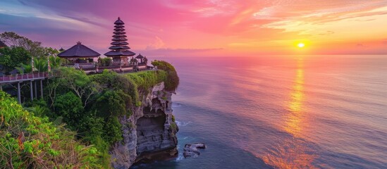 Sunset Over Tanah Lot Temple in Bali