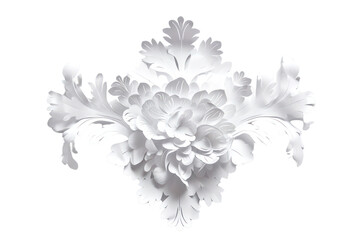 Naklejka premium Elegant white decorative floral design element with intricate details, perfect for embellishing various creative and artistic projects.