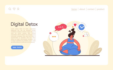 Digital Detox concept. Flat vector illustration