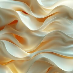 Obraz premium Undulating waves of soft, silky fabric in shades of beige and cream create a fluid, serene texture, evoking a sense of calm and elegance. 