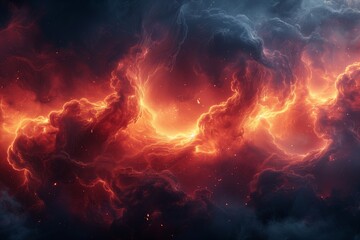 Abstract Space Clouds With Orange And Red Lighting