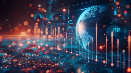 Global business growth graph stock financial success market chart on digital investment strategy exchange finance background of technology economic communication network connectivity