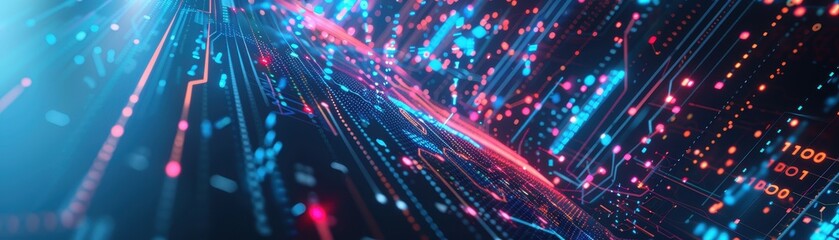 Obraz premium Abstract digital data visualization with colorful graphs and charts 
