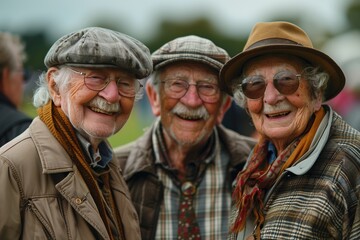 Fototapeta premium Three Men Posing - for Picture at Outdoor Gathering
