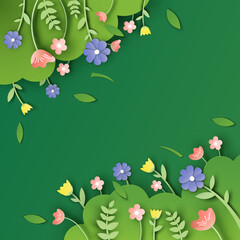 Spring Background. Flower background. Spring season. paper cut and craft style. vector,illustration.