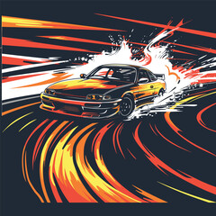 Illustration rally race car sports background