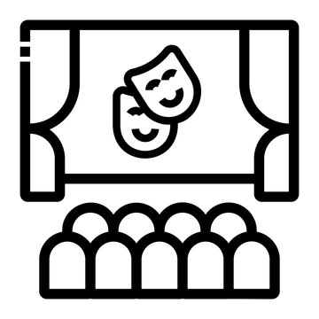 theater stage masks audience black outline clip art preview