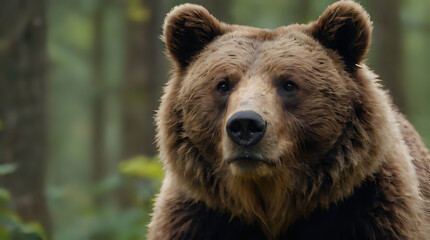Fototapeta premium a brown bear that is standing in the woods