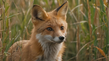 Obraz premium a fox that is standing in the tall grass