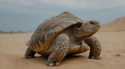 Obraz premium a turtle that is sitting on the sand in the desert