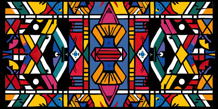Ndebele Art Vector: A Vector Graphic of Ndebele Tribal Art, Featuring Bold Geometric Patterns
