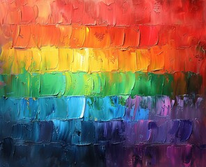 Fototapeta premium A painting of a rainbow with a lot of brush strokes