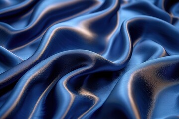 Obraz premium The image is of a blue fabric with a shiny, smooth texture