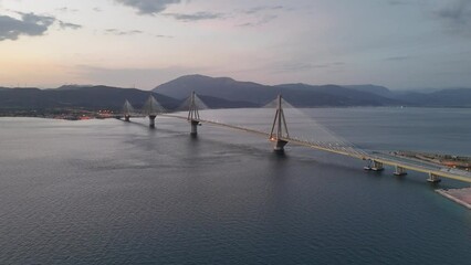 Aerial view of the Charilaos Trikoupis bridge Rio-Antirio in Greece