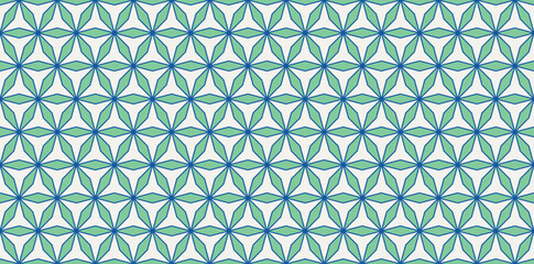 Abstract geometric tile pattern. Seamless beautiful contemporary Nanyang style pavement texture in vector. Art deco pattern for digital and print backdrop. Blue green cream 011