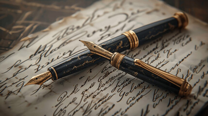 Automatic Writing Fountain Pen for Recording Thoughts and Speech onto Paper with Vintage Ink Design