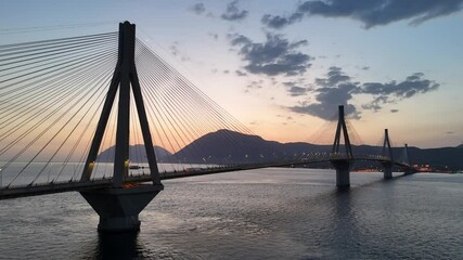 Aerial view of the Charilaos Trikoupis bridge Rio-Antirio in Greece
