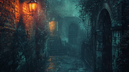 Vintage Noir: Darkened Alley with Limited Light