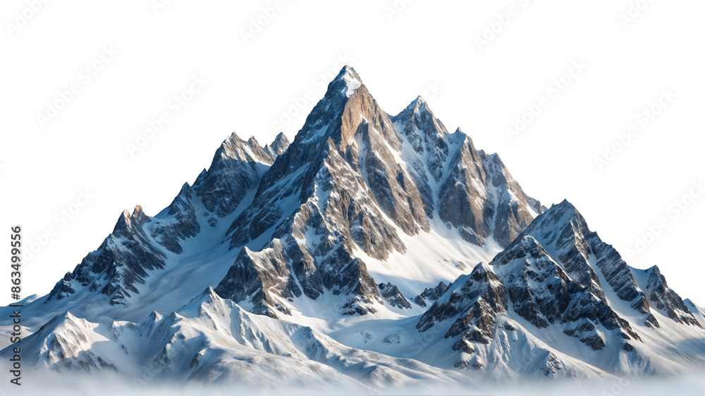 Wall mural beautiful snowy mountains isolated on transparent background