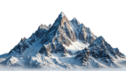 Beautiful snowy mountains isolated on transparent background